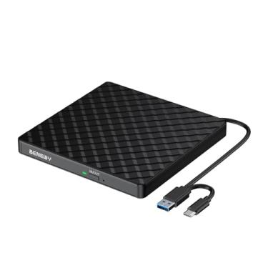 Imagem de Unidade externa de CD DVD para laptop, gravador de CD USB 3.0 USB C, leitor de DVD/CD ROM, drive de DVD externo, leitor de DVD para laptop, desktop, PC, Windows 11/10/8.1/7, MacBook, Mac, Linux, OS
