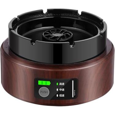 Imagem de Cinzeiro Inteligente Purificador De Ar Filtro Multifuctioal Cinzeiro Doméstico Smokig Além De Fumo Passivo, Wood Grain