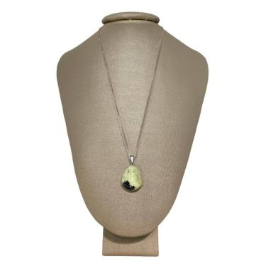 Imagem de Colar 50Cm Prata 925: Serpentinita Polida Elegante P Vecchio