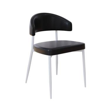 Imagem de Cadeira Bless Fixa C/4 Pés 53 X 55 X 78cm Pés Brancos. Courino Preto Courino Preto