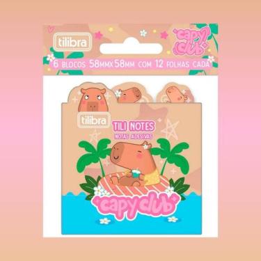 Imagem de Bloco Tili Notes Capivara Fofa Capyclub Notas Adesivas 6 Blocos C/ 12 