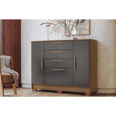 Imagem de Cômoda De Quarto Pinhais C- 2 Portas E 4 Gavetas Jatobá-grafite - Santos Andirá