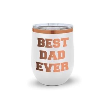 Imagem de SpreadPassion Copo de vinho Dad – "Best Dad Ever" – Caneca isolada de aço inoxidável de 350 ml – presente para o dia dos pais ou aniversário (branco)