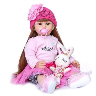 Imagem de Boneca infantil Reborn RXDOLL para menina de 60 cm com roupa e acessór