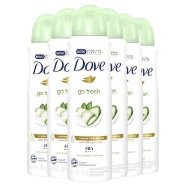 Imagem de Kit 6 Desodorantes Aerosol Dove Go Fresh Pepino E Chá Verde 150ml