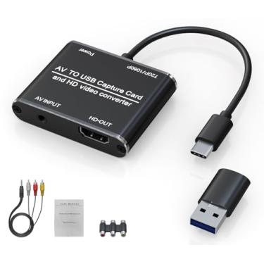 Imagem de Conversor VHS para digital – com função de adaptador RCA para HDMI, dispositivo de captura de vídeo USB, suporta visualização ao vivo HDMI e saída HD, converte VHS, VCR, DVD, PS2 ou Wii para cartão de