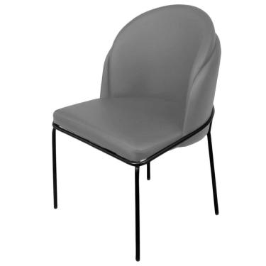 Imagem de Cadeira para Sala de Jantar Couro e Metal Aurora Cinza/Preto