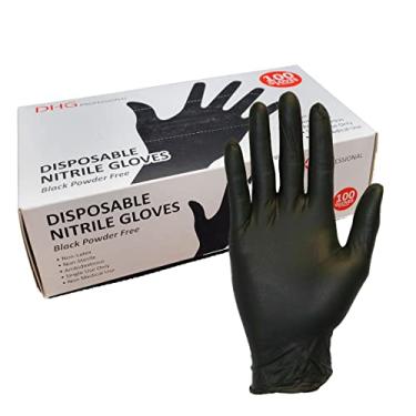 Imagem de Luvas descartáveis de nitrilo preto sem látex sem pó, manuseio de alimentos, luvas de limpeza (100, GG)