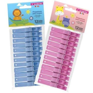 Imagem de Pregador de Roupas Sanremo Plástico Infantil Rosa, Azul