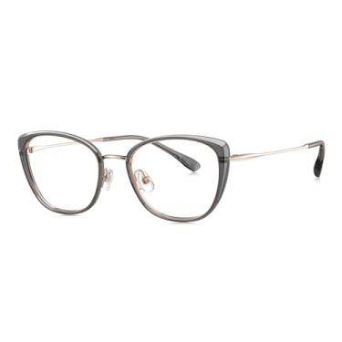 Imagem de BOLON Armação de óculos Titanium & TR Elegant Lady BA6167, marca exclusiva de óculos da EssilorLuxottica, Ouro rosa e cinza transparente/lente de demonstração, 51mm