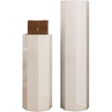 Imagem de Armário De Torre De Sapateira Giratória Redonda De 360 °, Lazy Susan, Suporte De Sapato Giratório De Metal Independente, Sapateira Vertical Para Armazenamento De Pequenos Espaço, 35cm-white, 127CM