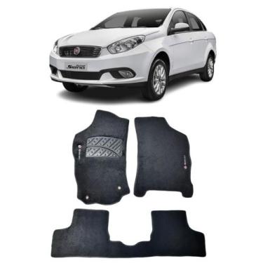 Imagem de Jogo Tapete Carpete Fiat Grand Siena 2018 a 2020 Com Logo Bordado Pret