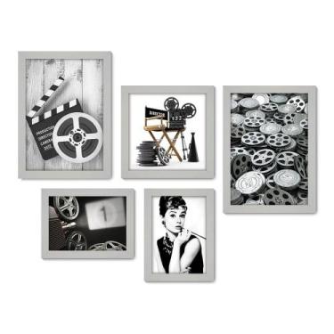 Imagem de Kit Com 5 Quadros Decorativos - Cinema - Projetor - Filmes - Movie - S