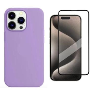 Imagem de Capa Capinha Para iPhone 12 Pro Max Lilás Aveludada + Película 3D