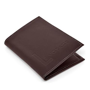 Imagem de Carteira Masculina De Couro Le Voyage Pequena Cartões Marrom