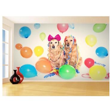 Imagem de Papel De Parede 3D Animais Casal Golden Festa 3,5M Anm367 - Você Decor