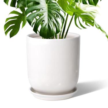 Imagem de Vaso de plantas de 25 cm, vasos de cerâmica, vaso de cerâmica para plantas internas e externas, decoração de casa moderna de meados do século, vaso de flores moderno, vaso grande com orifício de