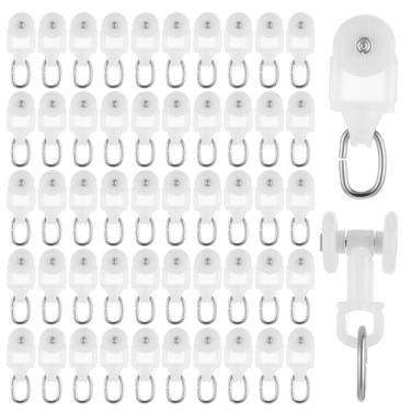 Imagem de 50 peças de ganchos de rolo de rastro de cortina para trilhos de teto, ganchos de trilhos, polia esférica de roda silenciosa para trilhos de 23 x 28 mm (diâmetro interno)