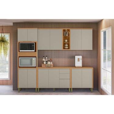 Imagem de Kit de Cozinha Completa 5 Peças Allure (2Aéreos+2Balcões+1TorreQuente) CP08 Jequitiba/Gris Fosco - Linea Brasil