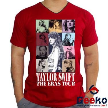 Imagem de Camiseta Taylor Swift 100% Algodão The Eras Tour Pop Geeko, Vermelho g