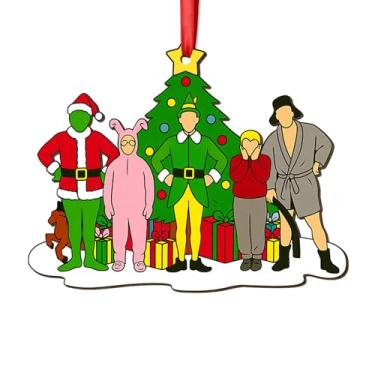 Imagem de Enfeites engraçados de filme de Natal 2025 – Decoração de árvore de Natal de madeira com personagens de filmes clássicos, ornamento de Natal da cultura pop para homens e mulheres, presente inovador