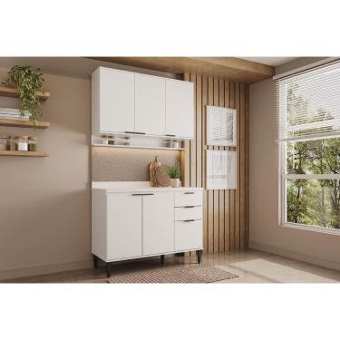 Imagem de Cozinha Modulada Completa Alpha 2 Peças (1Aéreo+1Balcão) C2P53 Branco - Carraro