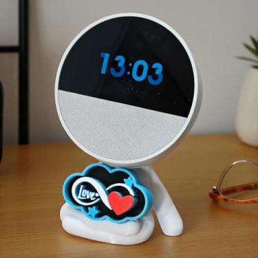 Imagem de Suporte Alexa Echo Spot Escultura Robert Plaquinha Love e outros. Decoração criativa, música, som, stand de mesa Amazon