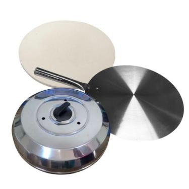 Imagem de Kit Pedra Refrataria 35cm Pá Cabo Curto E Abafador Alumínio - Nacional