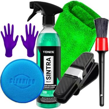 Imagem de Kit Vonixx Limpador Multiuso Sintra Fast 500ml Porta Óculos Suporte Clip Prata e Acessórios para Limpeza Karbox