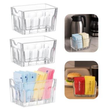 Imagem de Kit 3 Porta Sachê de Açúcar Adoçante Ketchup Molhos de Vidro para Mesa