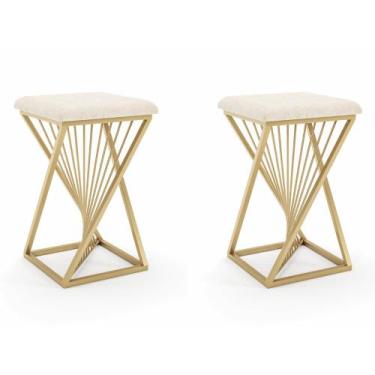 Imagem de Kit 2 Banqueta Pacific Luxo Baixa 48cm em Metal - Automac Decor, Doura