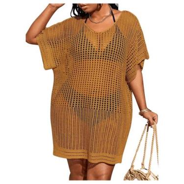 Imagem de Capa de maiô SOLY HUX feminina plus size de manga curta