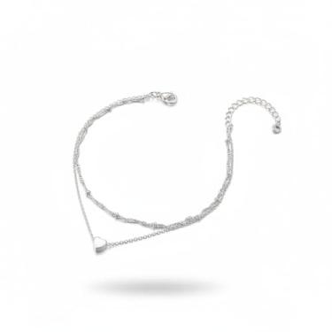 Imagem de Tornozeleiras femininas douradas e prateadas – Tornozeleira à prova d'água banhada a 14 K, joias de praia em camadas, presentes de verão ajustáveis com pingentes de pérola, coração e borboleta