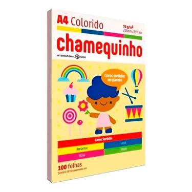 Imagem de Papel A4 Chamequinho 75g/m2 04 Cores 100 Folhas Escolar - Chamex