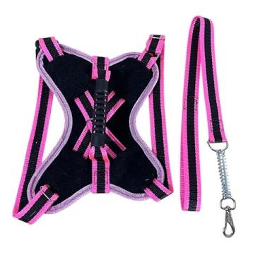 Imagem de Peitoral Coleira Pitbull Pastor Alemão Rotwailler Reforçada Couro (ROSA,M)