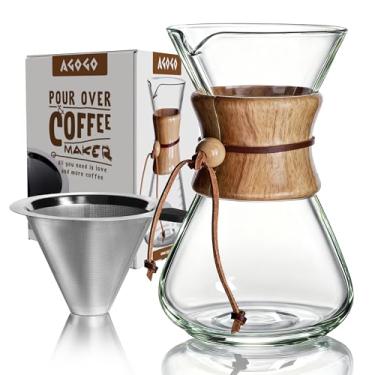 Imagem de AGOGO Copo para cafeteira - kit barista de 6/8/10 xícaras com filtro inoxidável 304 para casa, escritório, acampamento, cafés - conjunto de gotejador de café fácil de limpar (pano e escova incluídos
