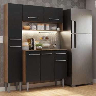 Imagem de Armário De Cozinha Compacta 137 Cm Rustic-preto Emilly Madesa 012