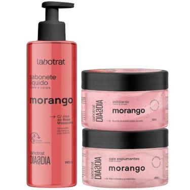Imagem de Kit Cuidado no Seu Banho Labotrat Morango Esfoliante Sais de Banho e S