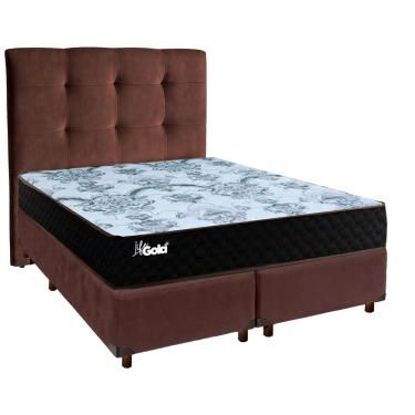 Imagem de Cama + Box Blindado e Colchão Molas Ensacadas Casal - Life Gold Paropas + Cabeceira