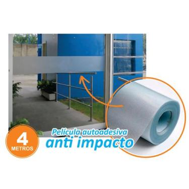 Imagem de Fita Anti Trombada Adesiva Jateada Segurança Porta Vidro Pelicula Anti