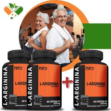 Imagem de Kit 3 Potes L-Arginina 750Mg 60 Cápsulas