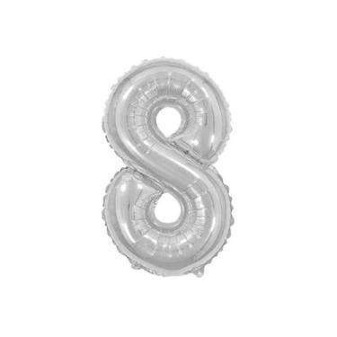 Imagem de Balão De Número Metalizado Prata Gigante - 75 Cm - PartiuFesta, 8