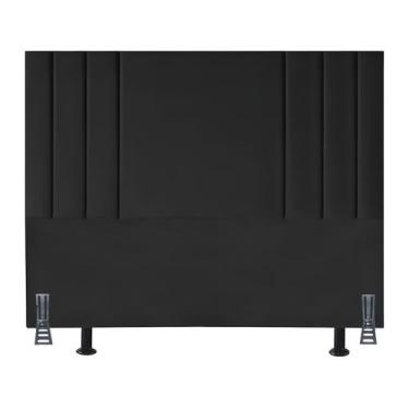 Imagem de Cabeceira Moderna 195 cm Linho King Clássica Cama Box Frame - Black Ho