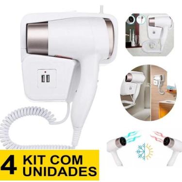Imagem de Kit 4 Secador De Cabelos Parede 2000w City Hotel Academia Banheiro Ion