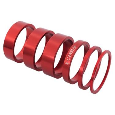 Imagem de RNXRZANK 6x Arruelas Espaçadoras de Fone de Ouvido Substituir Acessórios de Bicicleta Bicicletas Espaçador de Haste de Fone de Ouvido, Vermelho
