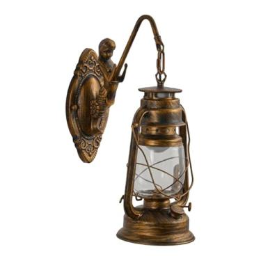 Imagem de Fenteer Luminária de parede de vidro com lanterna, luminária de parede para iluminação interna de fazenda, lâmpada para mesa de cabeceira de jardim, banheiro, com Sereia