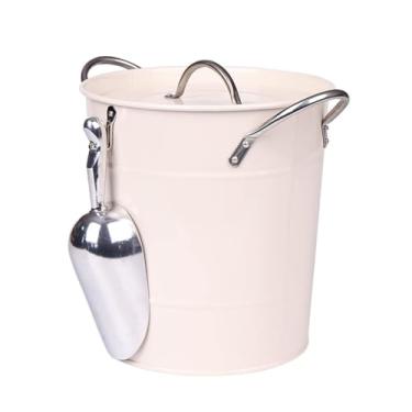 Imagem de Balde de gelo, balde de gelo com tampa e pinças de gelo, conjunto de balde de gelo duplo de metal de 3,5 L, presentes de cozinha doméstica com tampa, balde de gelo moderno, baldes de gelo para festas