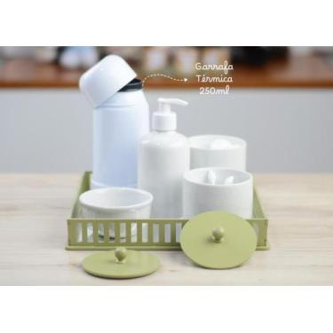 Imagem de Kit Higiene Porcelana Maternidade Cuidados Bebê Infantil K209 Safari P