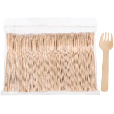 Imagem de Sporks de madeira descartáveis Hedume 500, pacote biodegradável