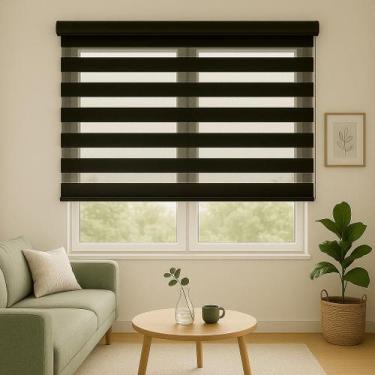 Imagem de Persiana Zebra Smart 38mm Motorizável 160larg x 160alt Preta - Decore 